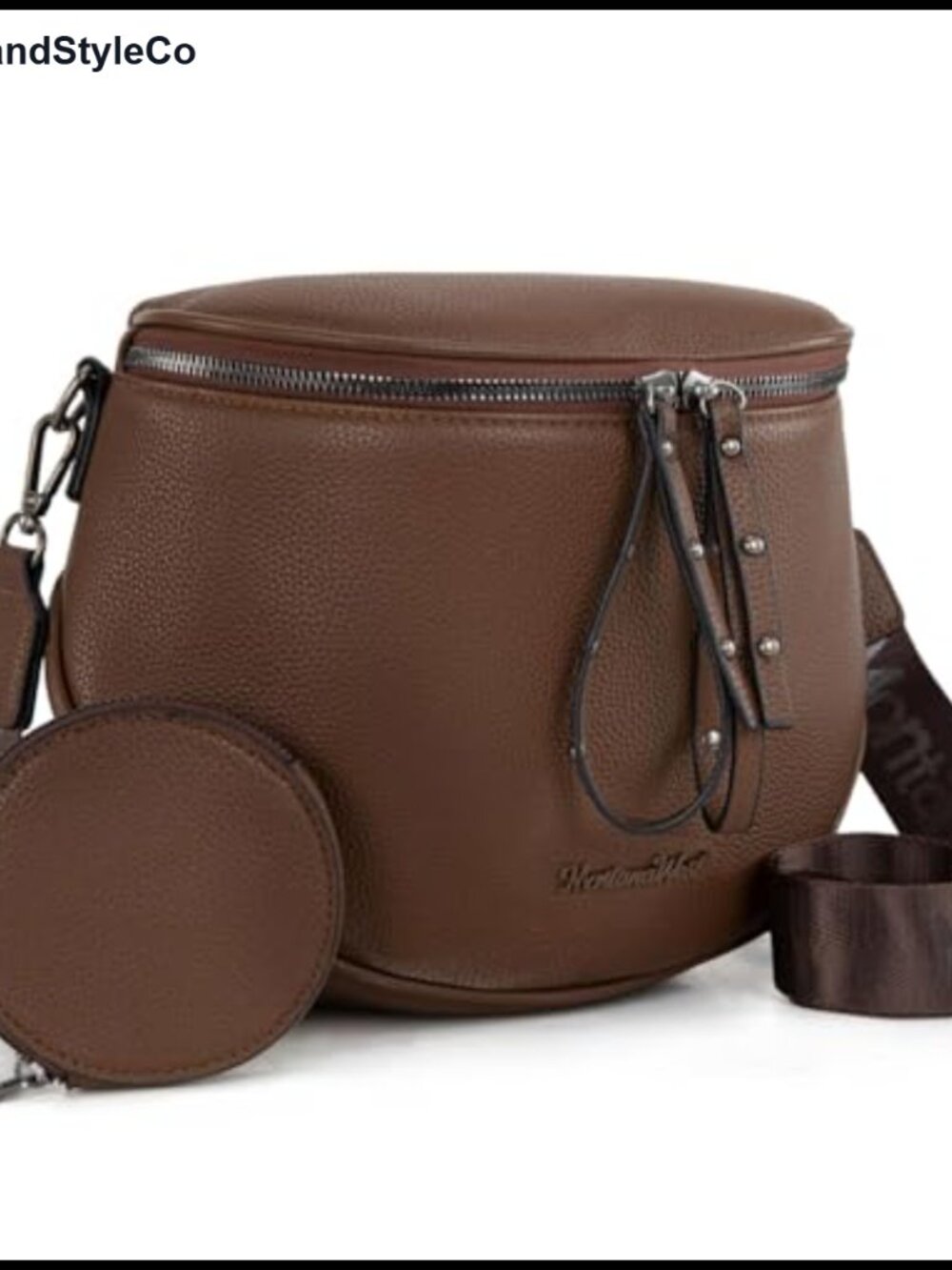 Vegan Leather Crossbody Bag with Coin Purse Adjustable Strap